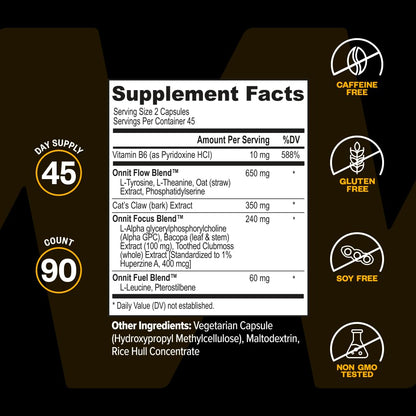 ONNIT Alpha Brain Nootropic Brain Supplement for Focus, Memory, Mental Clarity, Cognitive Support with L-Theanine and Vitamin B6, 90 Count ONNIT buy supplements Au