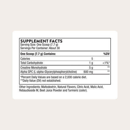 THORNE - Creatine + Alpha GPC - Micronized Creatine Monohydrate Powder - Support for Muscles & Cognitive Function* - for Women & Men - Watermelon Lemonade