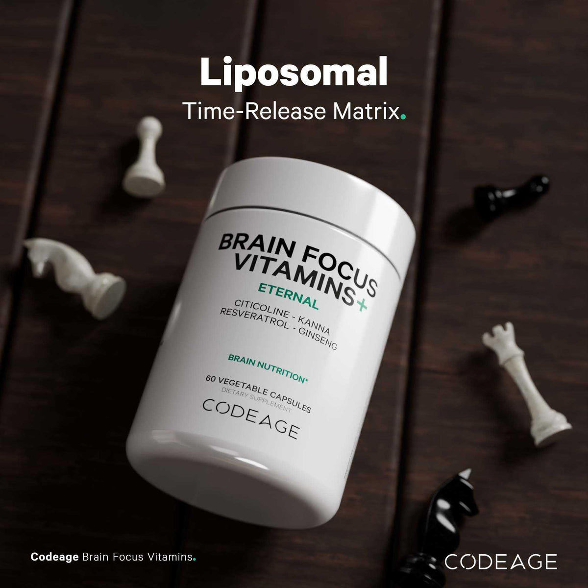 Codeage Brain Focus Vitamins+ Nootropic Supplement with Citicoline as Cognizin, Panax Ginseng, Resveratrol, Gotu Kola, Vitamin B12 Methylcobalamin - Liposomal Delivery - Non-GMO - 60 Capsules CodeageBuy Supplements Australia
