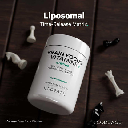 Codeage Brain Focus Vitamins+ Nootropic Supplement with Citicoline as Cognizin, Panax Ginseng, Resveratrol, Gotu Kola, Vitamin B12 Methylcobalamin - Liposomal Delivery - Non-GMO - 60 Capsules CodeageBuy Supplements Australia