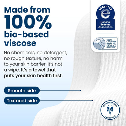 Clean Skin Club Clean Towels XL®, 100% USDA Biobased Face Towel, Disposable Face