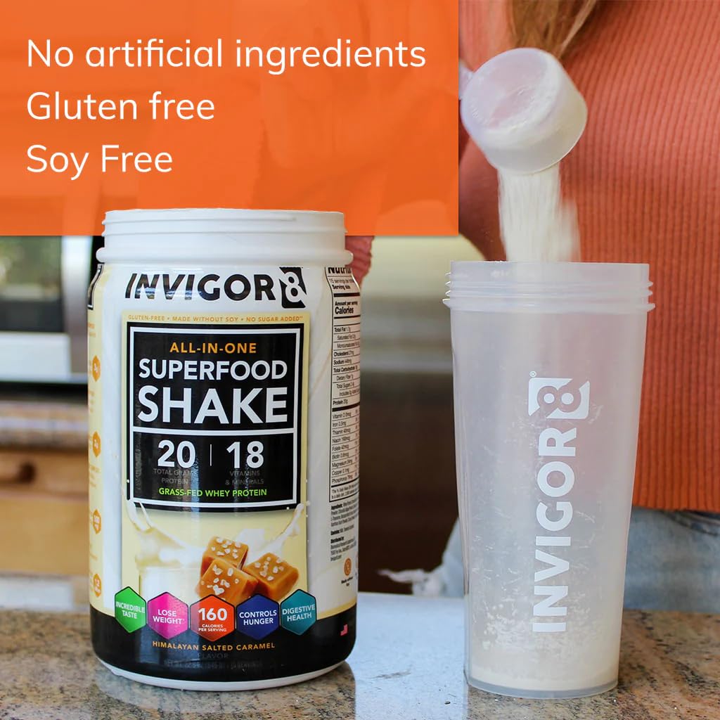 INVIGOR8 Superfood Grass Fed Whey Protein Isolate Shake Himalayan Salted Caramel INVIGOR8Buy Supplements Australia