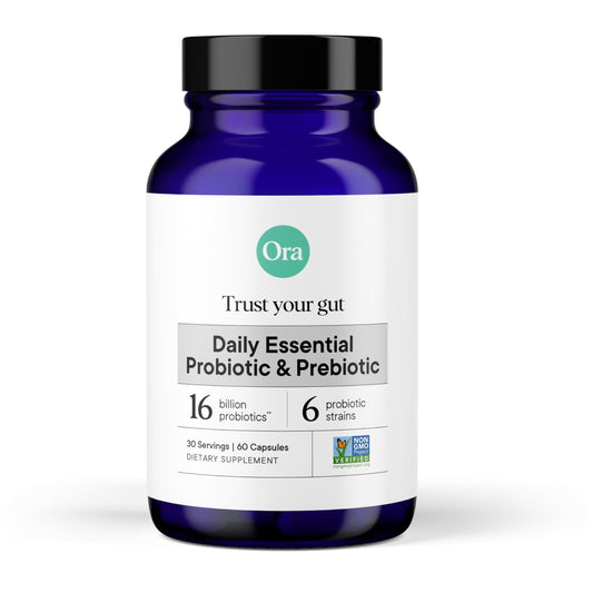 Ora Organic Probiotics with Prebiotics for Digestive Health 16 Billion CFU - Trust Your Gut - Strains - Acidophilus Lactobacillus Breve Bifidum Lactis