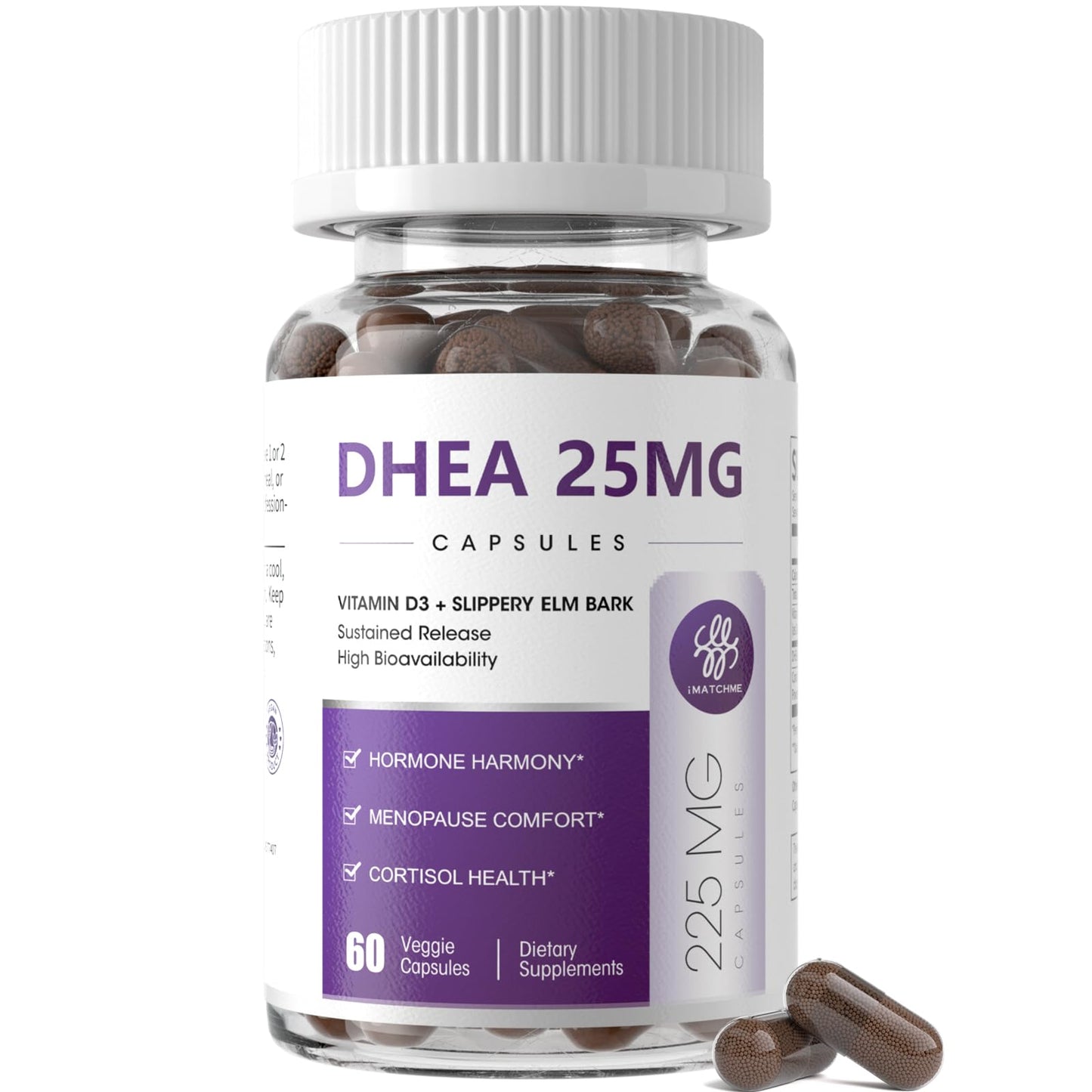 Women's DHEA 25mg Supplement with Vitamin D3 & Slippery Elm – Daily Hormone Support for Energy, Mood, Immune & Healthy Aging – Gentle Balance Formula, Vegan Capsules, 60 Count iMATCHMEBuy Supplements Australia