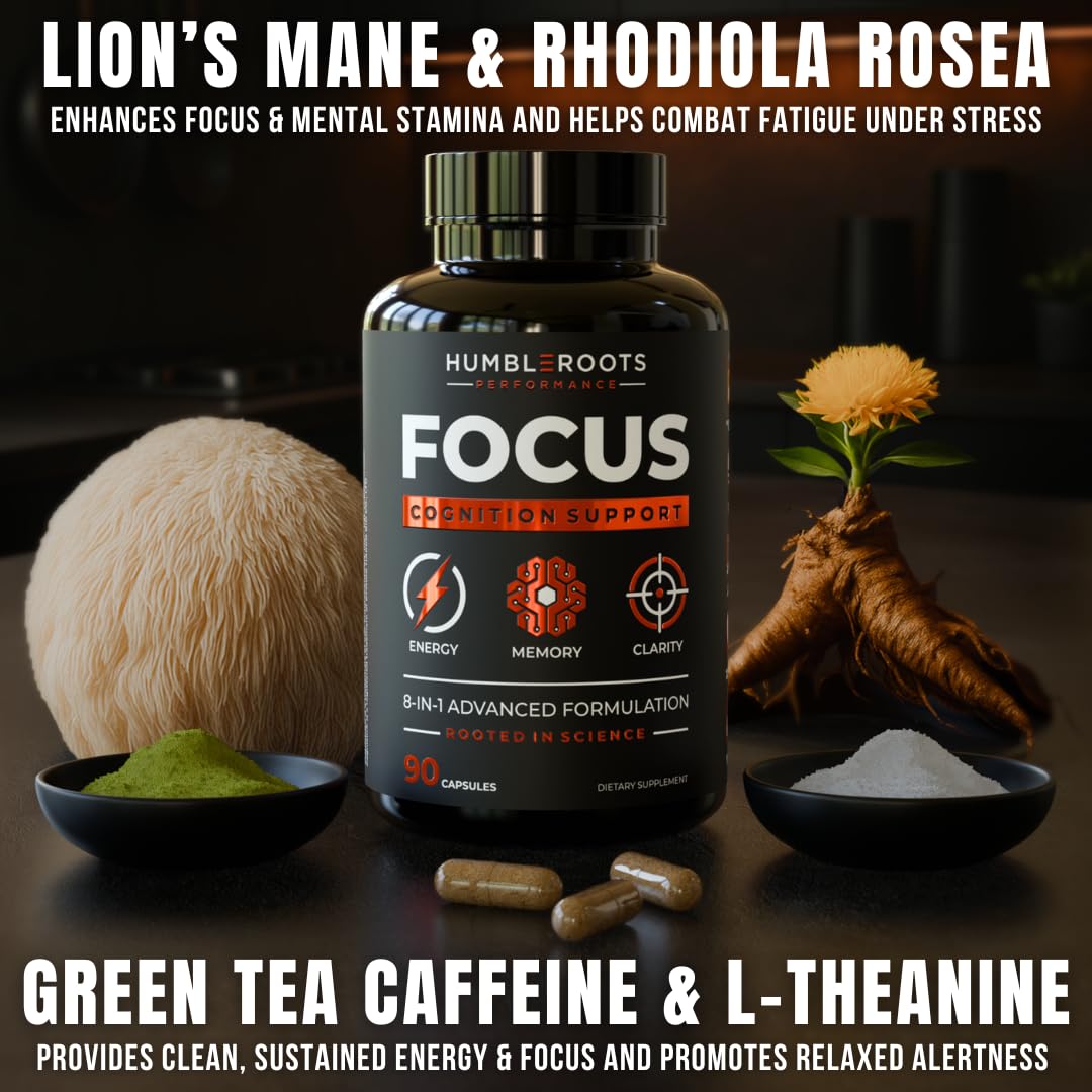 FOCUS + THINK Nootropic Brain Supplement Bundle - Energy, Memory & Focus Support - Caffeine + Caffeine-Free Cognitive Stack with Lion's Mane, Bacopa, Citicoline & L-Theanine - 2 Bottles (90 + 90 Capsu HUMBLEROOTS PERFORMANCE buy supplements Au