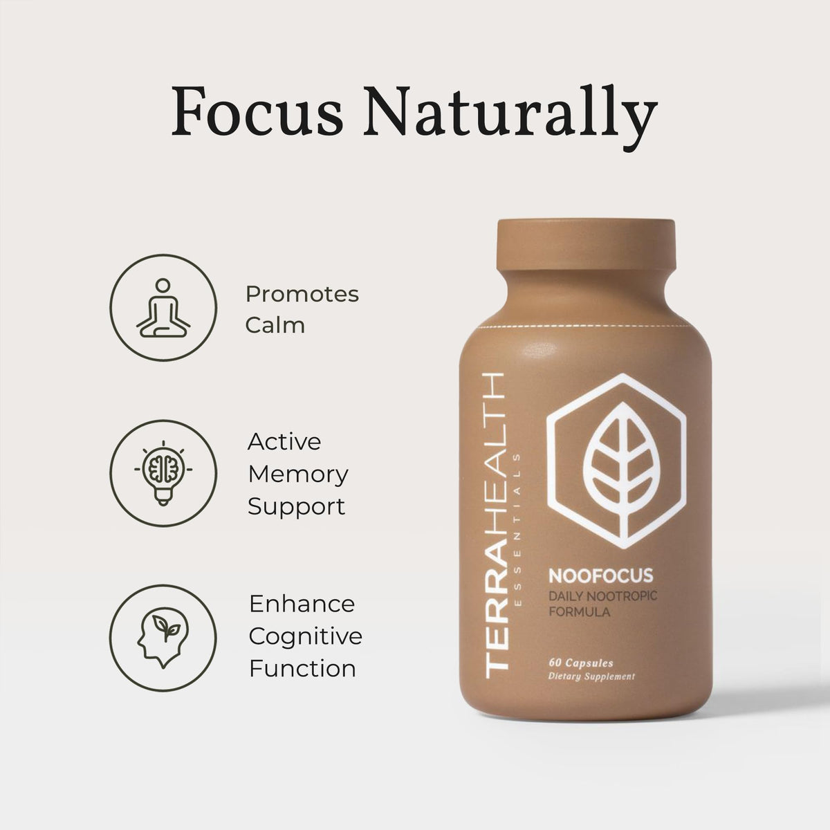 Terra Health Essentials NOOFOCUS - Nootropics Brain Support Supplement with Adaptogenic Mushrooms, Alpha-GPC, Gotu Kola, L-Theanine for Focus & Memory - All Natural, 30 Day Supply Terra Health EssentialsBuy Supplements Australia