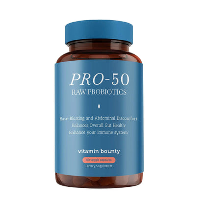Vitamin Bounty Pro-50 Probiotics 50 Billion CFU for Women & Men - 13 Multi Strain Probiotic + Prebiotic - Digestive Health Supplements for Gut Health Support - Delayed Release Capsules for Men & Women Vitamin BountyBuy Supplements Australia
