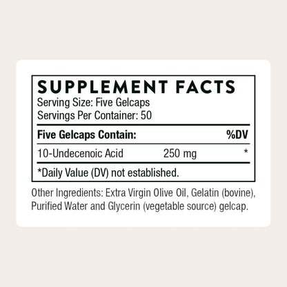 THORNE - Undecylenic Acid (Formerly Formula SF722) - 250 mg of Undecylenic Acid - for a Healthy Balance of Gut & Vaginal Flora* - Gluten Free - 250 Gelcaps - 50 Servings THORNEBuy Supplements Australia
