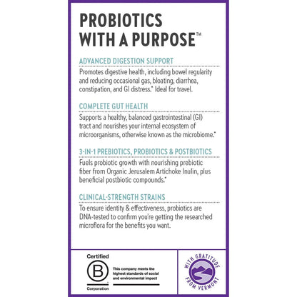 New Chapter All-Flora Probiotic for Advanced Digestion & Complete Gut Health with Prebiotics + Postbiotics, Clinical-Strength Strains, 100% Vegetarian, Non-GMO, Shelf Stable - 60 ct (2 Month Supply) New ChapterBuy Supplements Australia