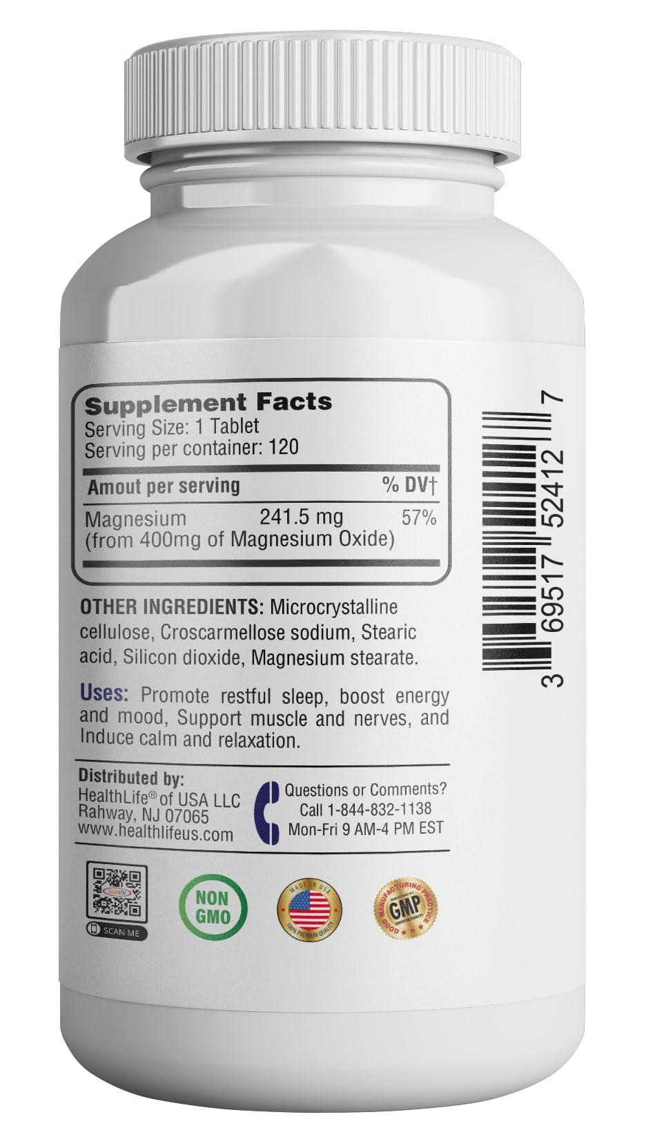 Magnesium 400mg [High Potency] Supplement – Magnesium Oxide for Immune Support, Muscle Recovery, Leg Cramps and Relaxation 120 Tablets-USA Made HEALTH LFEBuy Supplements Australia