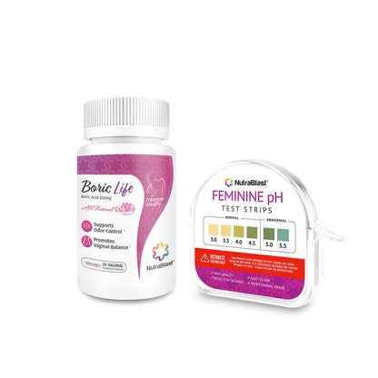 NutraBlast Boric Acid Suppositories 600mg (30 Count) Bundle with Feminine pH Test Strips 3.0-5.5 (100 Tests Roll) | Monitor Intimate Health | Accurate Women’s Acidity & Alkalinity NutraBlastBuy Supplements Australia