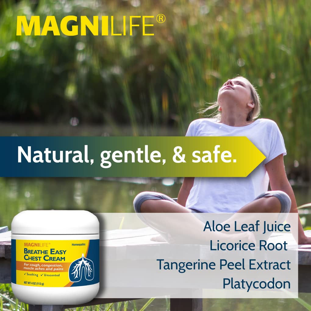 MagniLife Breath Easy Chest Cream, 4 oz, Cough & Muscle Pain Relief Cream for Adults, Chest Rub for Mucus Removal and Nasal Congestion Relief, Natural Topical, Unscented MagniLifeBuy Supplements Australia