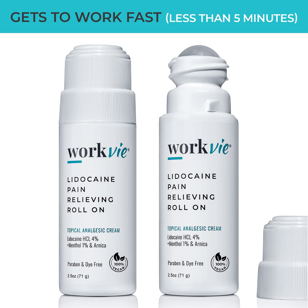 Workvie Lidocaine Pain Relief Roll On 2 Pack & Easy Reach Applicator Tool – Fast Acting Topical Lidocaine Maximum Strength with Arnica Montana & Aloe Vera for Muscles, Joints, Back, Neck & Feet WorkvieBuy Supplements Australia