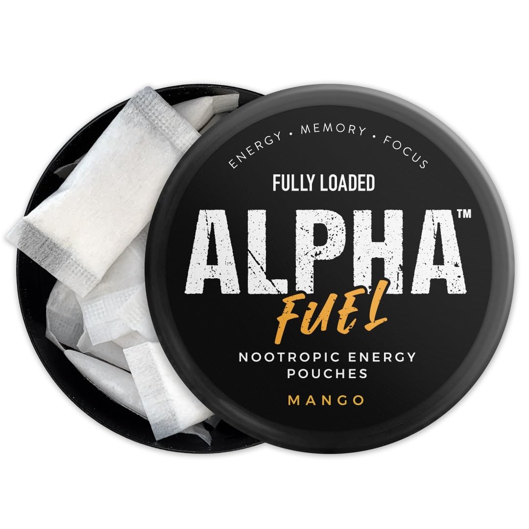 Fully Loaded Alpha Fuel Nootropic Pouches (Mango Fuel) - 5 cans, 15 Pouches per can - Energy Pouches containing Caffeine and nootropic Blend Fully Loaded BullseyeBuy Supplements Australia