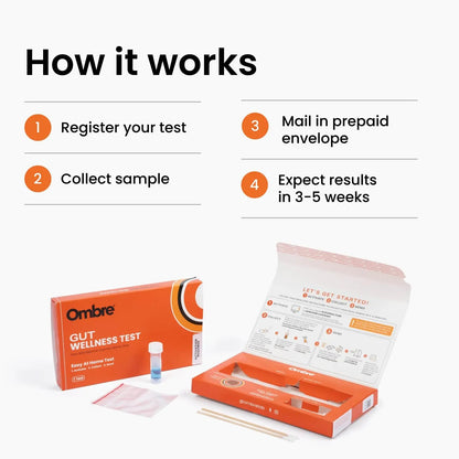 Ombre Gut Health Test Kit - Probiotic Recommender at Home Test for Women & Men - Detailed Custom Gut Microbiome Analysis for Digestive, Immune and Mental Health with Food Suggestions OmbreBuy Supplements Australia