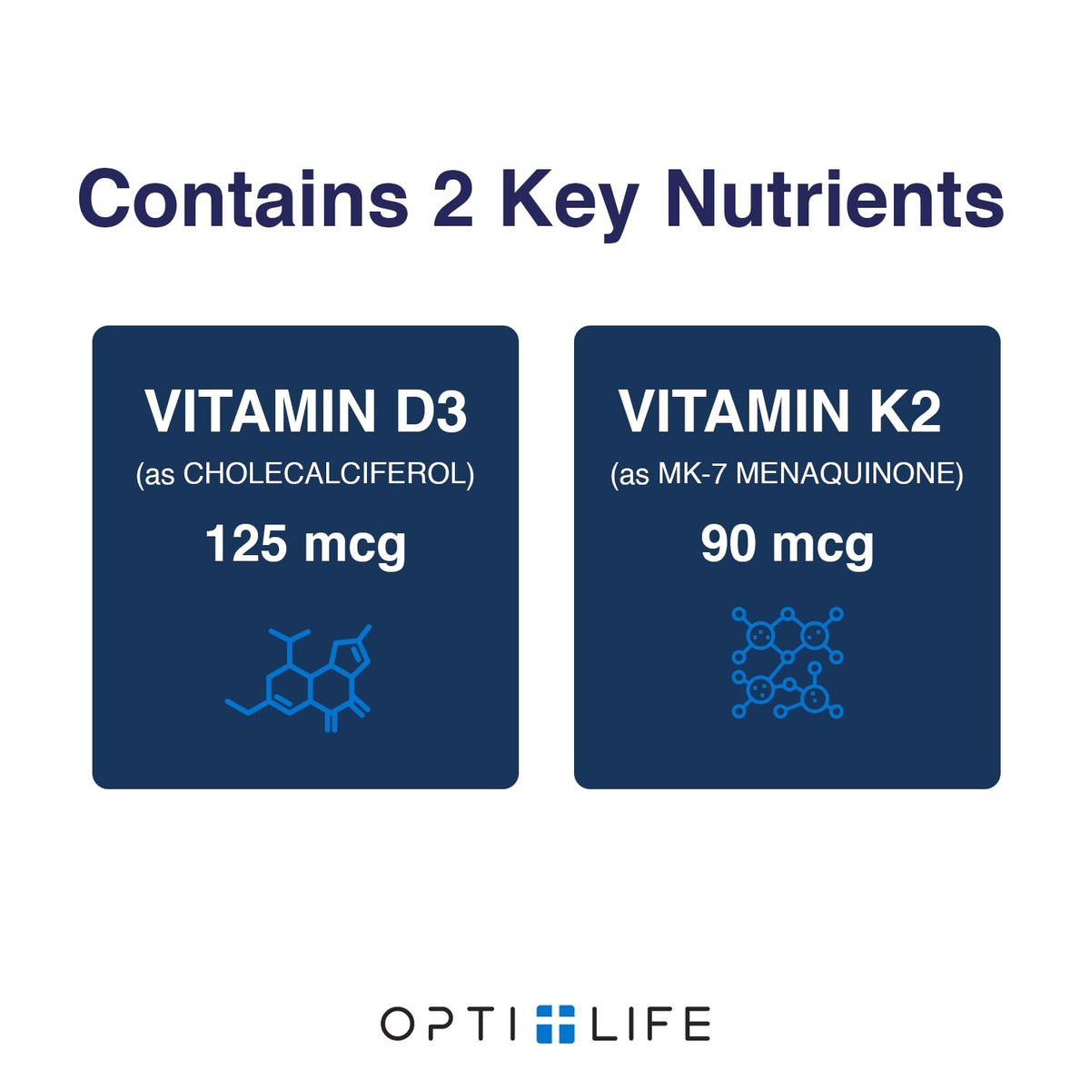 Opti + D3/K2 Supplement | Bone Health, Cardiovascular Wellness and Immune Support* Supplement | Vitamin D3 K2 Daily Support | 120 Capsules/120 Servings Opti + Life buy supplements Au