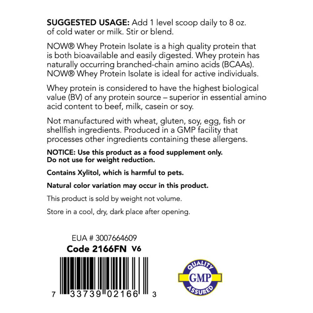 NOW Sports Nutrition, Whey Protein Isolate, 25 G With BCAAs, Creamy Chocolate Powder NOWBuy Supplements Australia