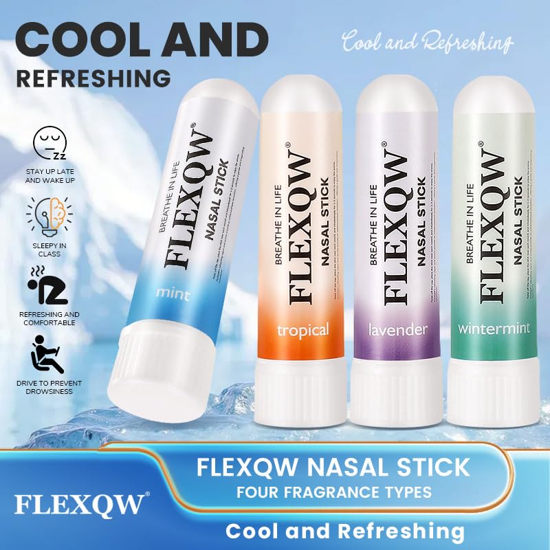 FLEXQW Peppermint Cooling Nasal Inhaler Stick, Refreshing & Soothing Nasal Care, Portable Energy Boost Stick for Congestion Relief, Focus & Freshness, Travel Size FLEXQWBuy Supplements Australia