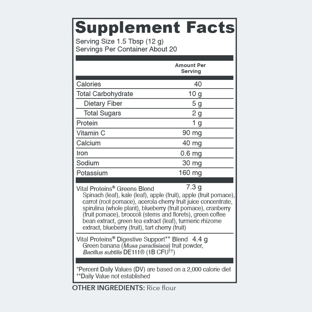 Vital Proteins Unflavored Daily Greens, 8.6 OZ Vital ProteinsBuy Supplements Australia
