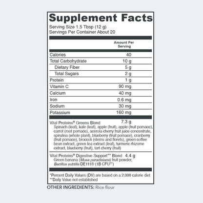 Vital Proteins Unflavored Daily Greens, 8.6 OZ Vital ProteinsBuy Supplements Australia