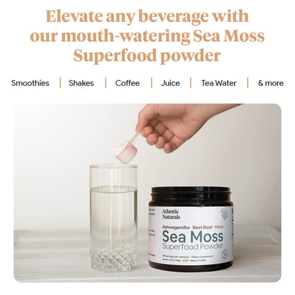 Organic Sea Moss Superfood Powder with Ashwagandha, Beet Root, and Maca Atlantic NaturalsBuy Supplements Australia