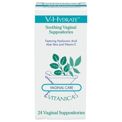 Vitanica V-Hydrate, Hyaluronic Acid Vaginal Suppositories for Comfort and Vaginal Hydration with Aloe Vera and Vitamin E, Hormone-Free & Drug-Free, Vegan, 2 Month Supply, 24 Count VitanicaBuy Supplements Australia