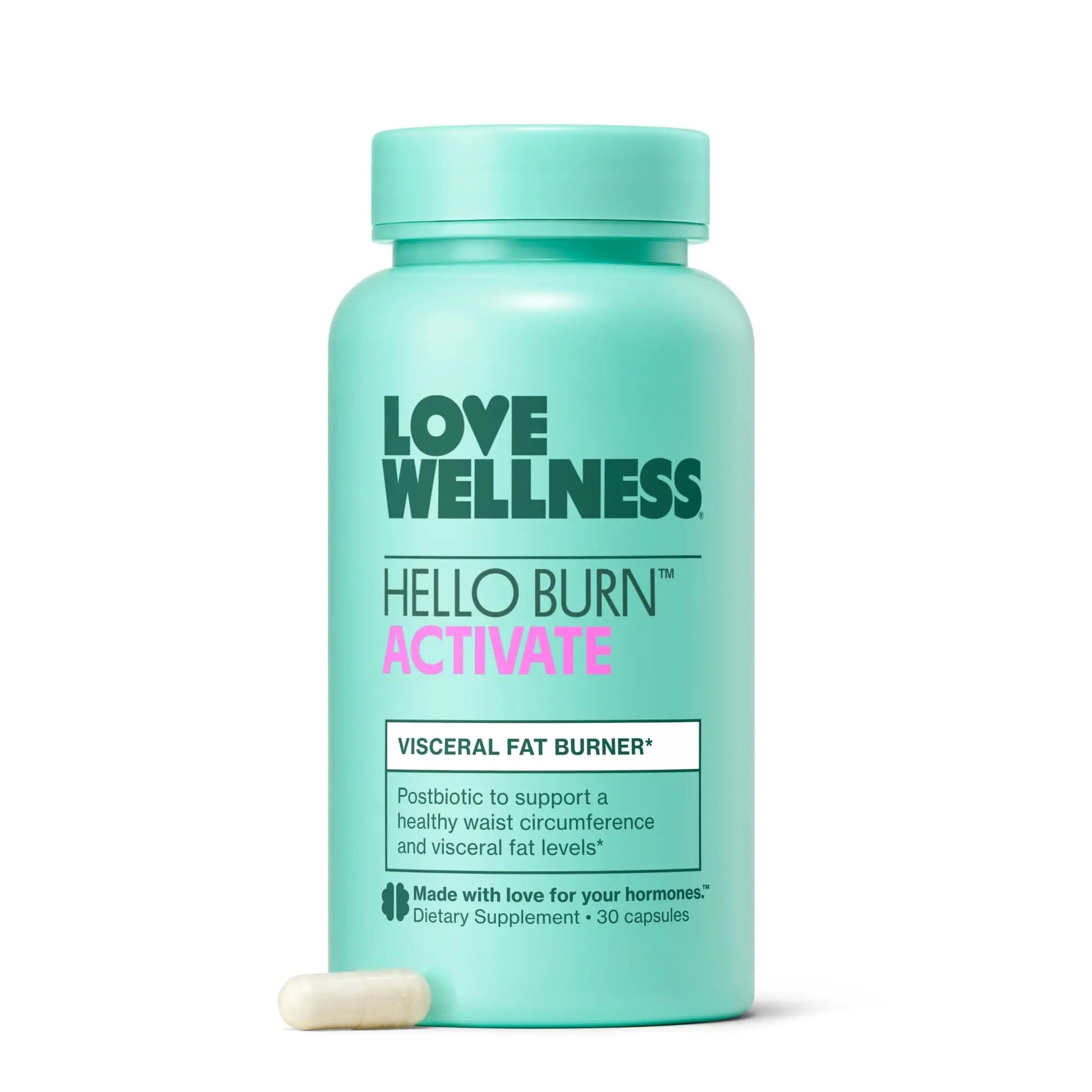 Love Wellness Hello Burn Activate | Support Visceral Fat Burn with HT BPL1 Postbiotic | Supports Healthy Waist Circumference, Longevity and Metabolic Wellness | 30 Count Love WellnessBuy Supplements Australia
