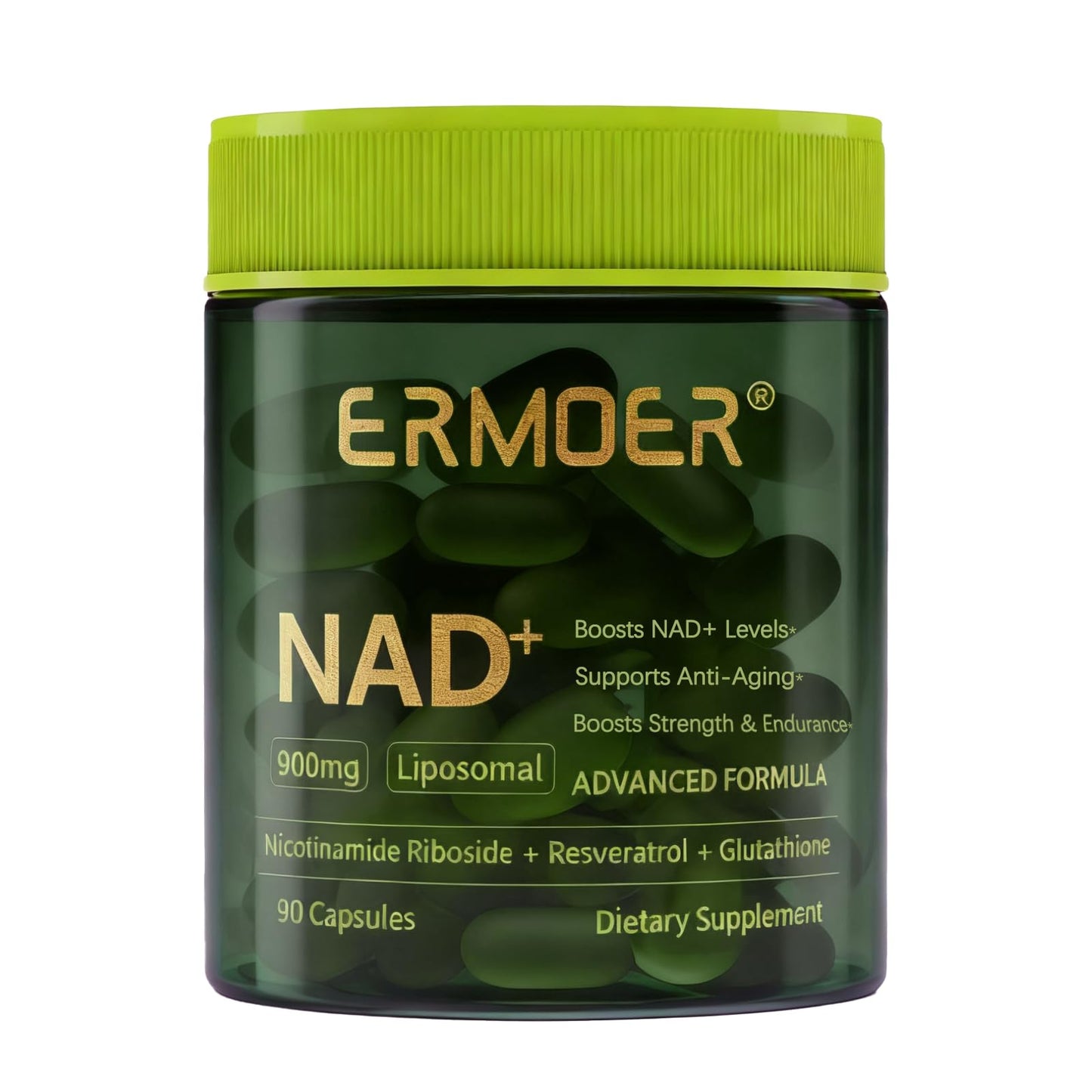 ERMOER NAD Liposomal Nicotinamide Riboside with Resveratrol & Quercetin 900mg, NAD Resveratrol Supplement for Anti Aging, Energy, Antioxidant, Focus (90 Count) ERMOERBuy Supplements Australia