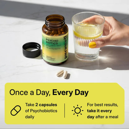 PUREWELL SCIENCES Psychobiotics – Advanced 3-in-1 Probiotic Prebiotic Postbiotic Supplement for Gut and Mood Support - 60 Vegan Probiotic Capsules – 50 Billion CFU – 1-Month Supply PUREWELL SCIENCESBuy Supplements Australia