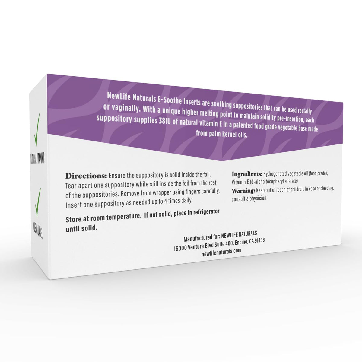 NewLife Naturals Vitamin E Suppositories 38IU - Vaginal Dryness Irritation Menopause Atrophy Relief NewLife NaturalsBuy Supplements Australia