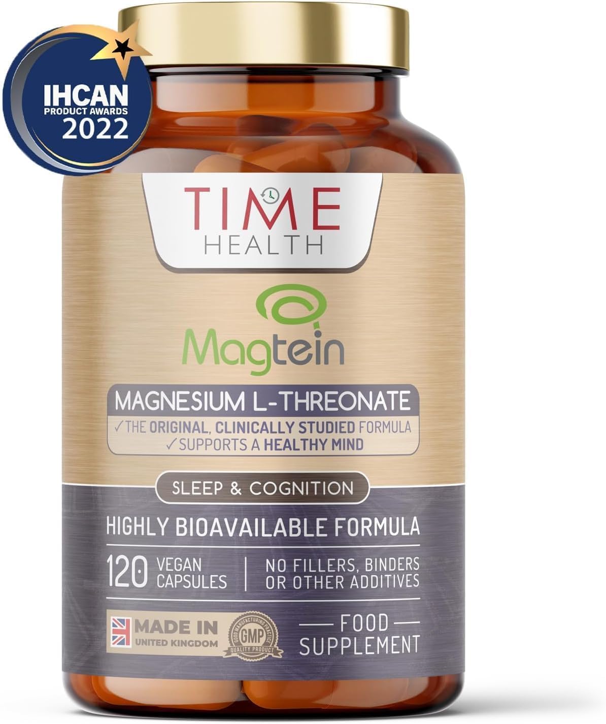 Magtein® Magnesium – 120 Capsules – High Strength 2100mg – Highly Bioavailable Time HealthBuy Supplements Australia