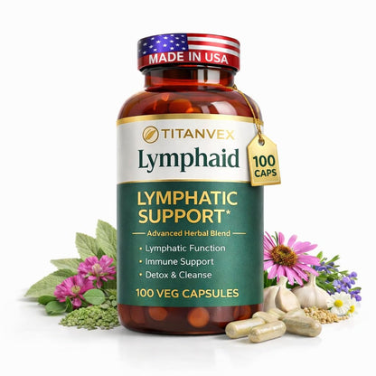 TitanVex Lymphaid - Lymphatic Drainage Supplement 100 Vegan Capsules, Herbal Lymphatic Support with Echinacea and Dandelion, Antioxidant, Respiratory and Urinary Wellbeing TitanVex buy supplements Au