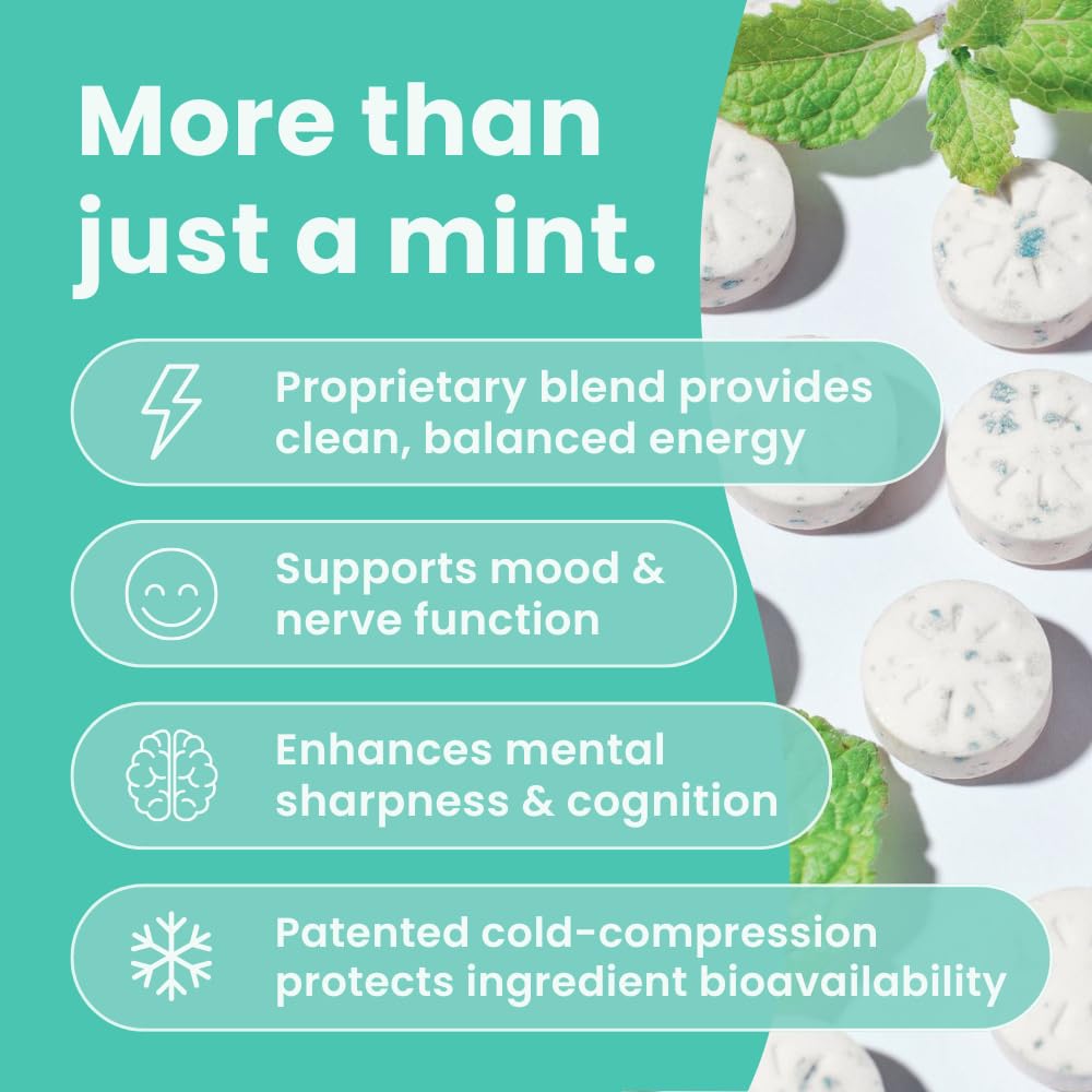 Neuro Energy & Focus Mints - Sugar Free Breath Mints with 40mg Natural Caffeine, B Vitamins & L-Theanine - Vegan Brain Supplement for Exercise, Study & Daily Focus - Peppermint, 12 ct NeuroBuy Supplements Australia