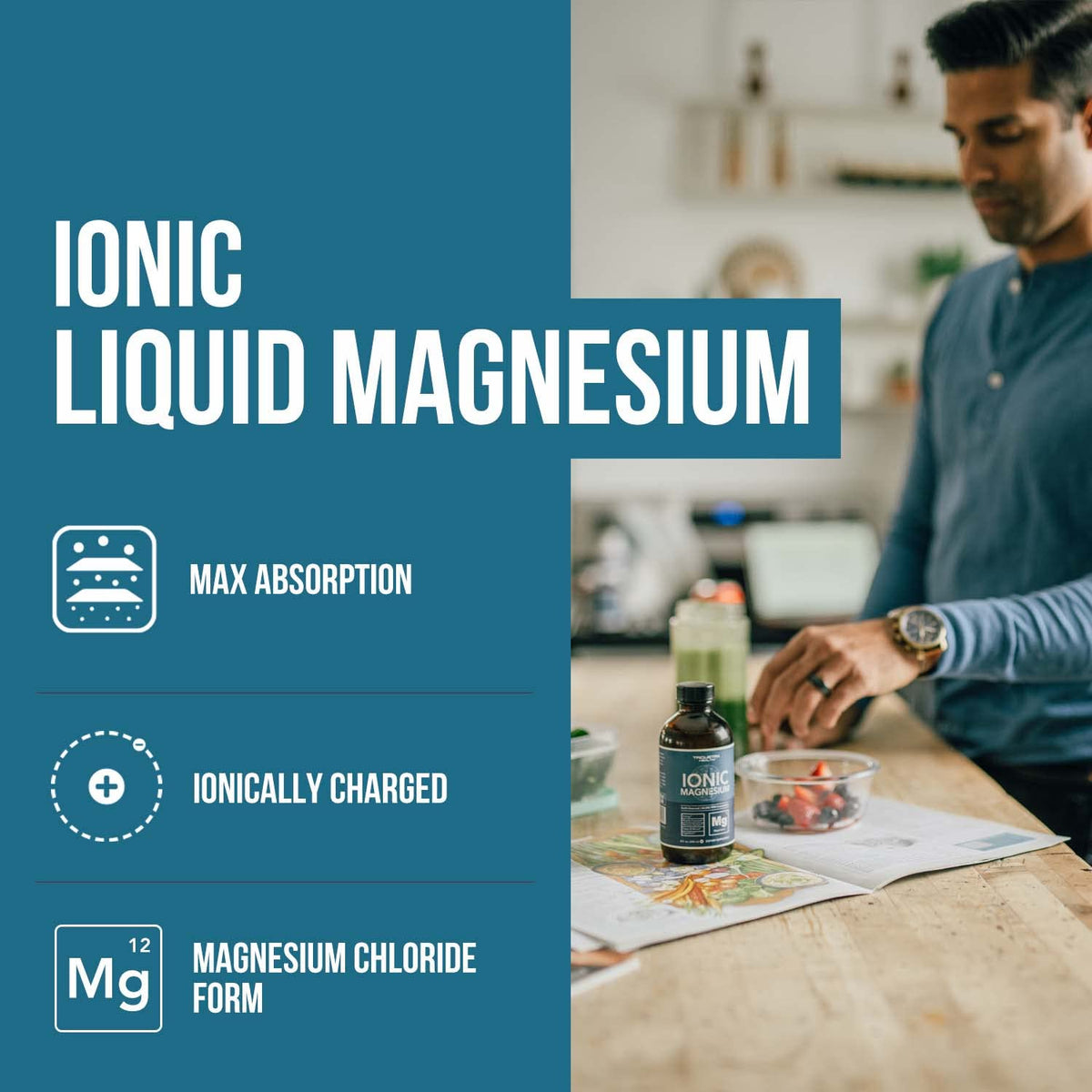 Liquid Magnesium | 8 oz - Ionic Magnesium Chloride, Highest & Fastest Absorption - Calm Mood, Sleep, Muscle Cramps & Spasms, Natural Laxative – Vegan, Glass Bottle (96 Servings) Triquetra HealthBuy Supplements Australia