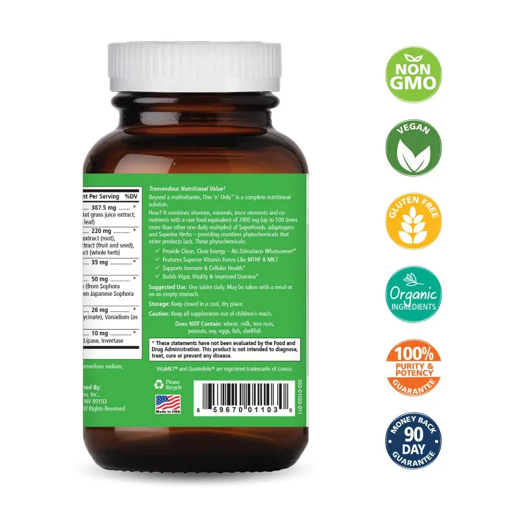One n Only Whole Food Multivitamin by Pure Essence - Super Energetic Once a Day with Superfoods, Minerals, Enzymes PURE ESSENCE LABS