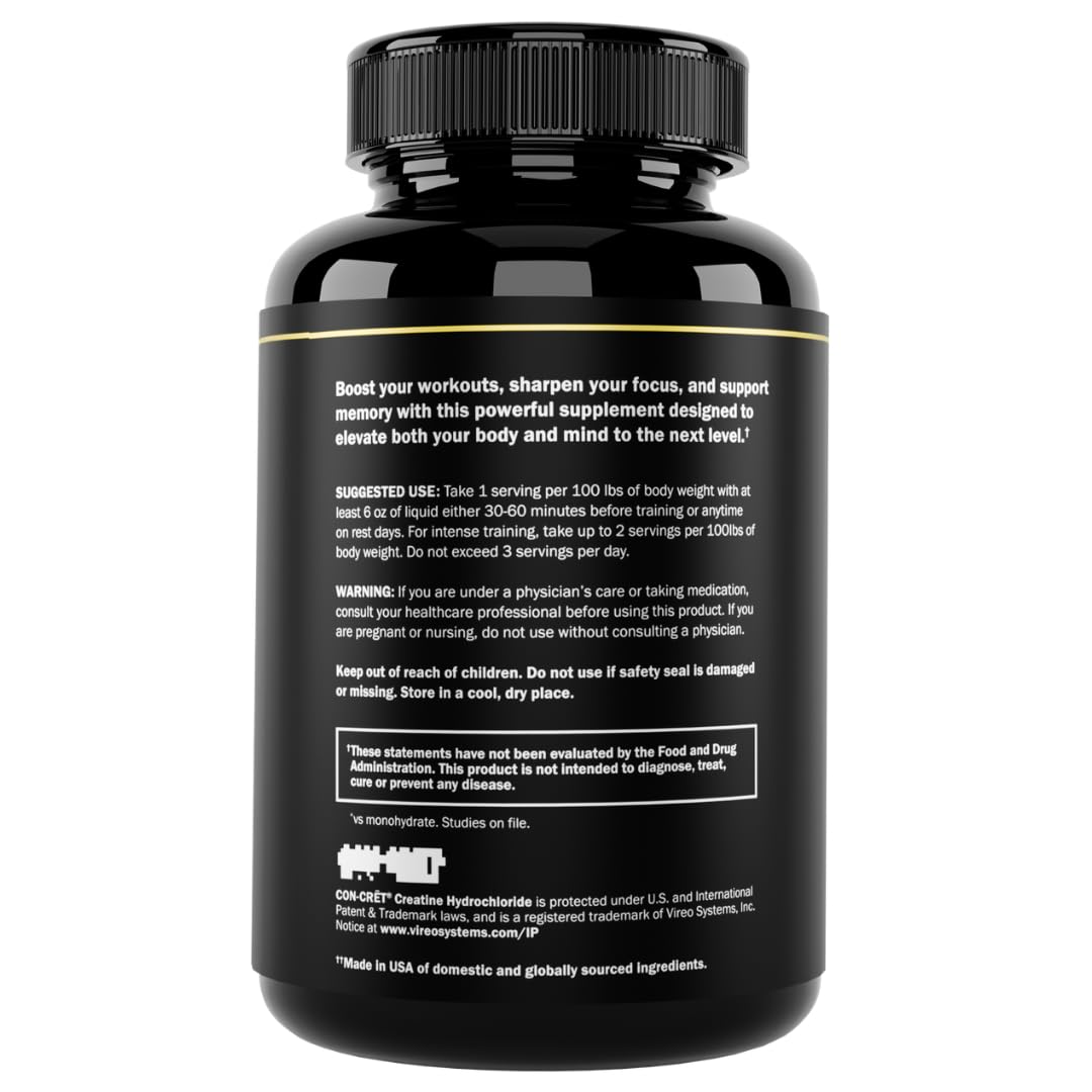 Prime Labs Creatine HCl Capsules - with CON-CRĒT®, Rhodiola Root Extract, & L-Theanine - Muscle Support, Endurance, Cognitive Function - for Men & Women - 60 Pills Prime LabsBuy Supplements Australia