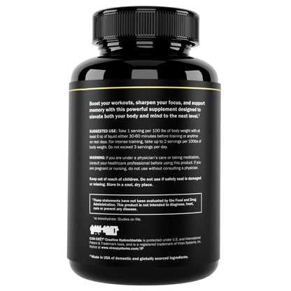 Prime Labs Creatine HCl Capsules - with CON-CRĒT®, Rhodiola Root Extract, & L-Theanine - Muscle Support, Endurance, Cognitive Function - for Men & Women - 60 Pills Prime LabsBuy Supplements Australia