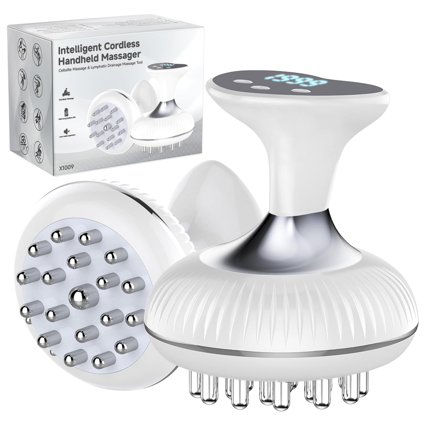Choufaly Lymphatic Drainage Massager & Anti Cellulite Massage Tool, Helps Reduce Stretch Marks & Cellulite, for Legs, Arms & Belly, Body Sculpting Machine with Microcurrent & Light & Heat & Vibration Choufaly buy supplements Au