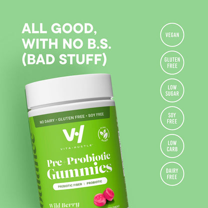 VitaHustle Probiotic Gummies + Prebiotics by Kevin Hart with Chicory Root Inulin Fiber VitaHustleBuy Supplements Australia