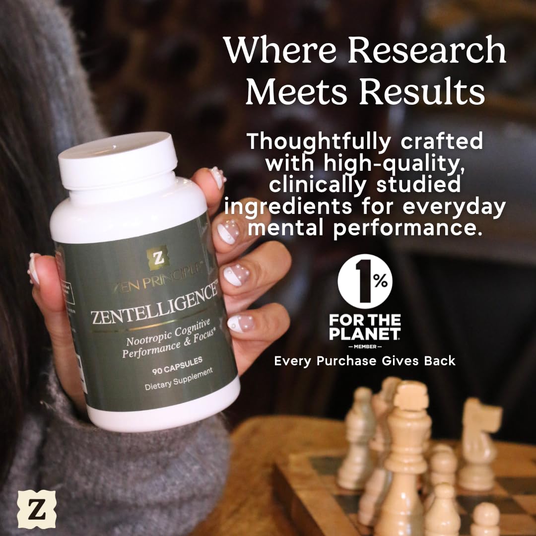 Zen Principle Zentelligence™ Focus Nootropic Supplement for Students & Professionals | Energy, Memory & Stress Support | Jitter-Free Formula with L-Theanine, Ginkgo Biloba, Huperzine A. 90 Capsules Zen PrincipleBuy Supplements Australia