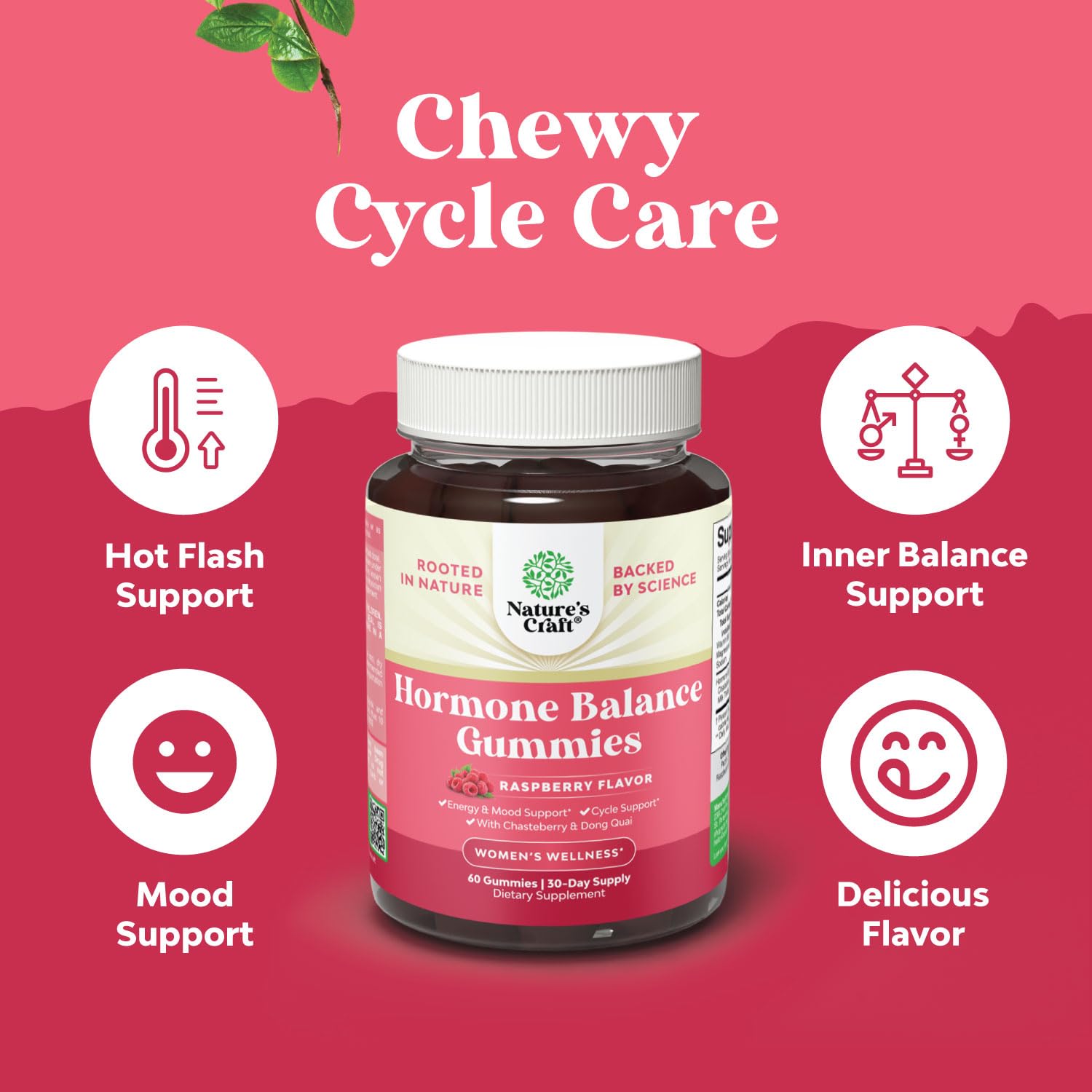 Hormone Balance for Women Gummies of All Ages - PMS Support Supplement for Women to Regulate Menstrual Cycle & Hormonal Balance Menopause & Mood Swings with Vitamin B6 & Dong Quai - 60 Chews Natures CraftBuy Supplements Australia