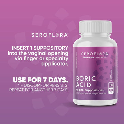 Seroflora Boric Acid Vaginal Suppositories - Promotes Vaginal pH Balance and Odor Control SerofloraBuy Supplements Australia