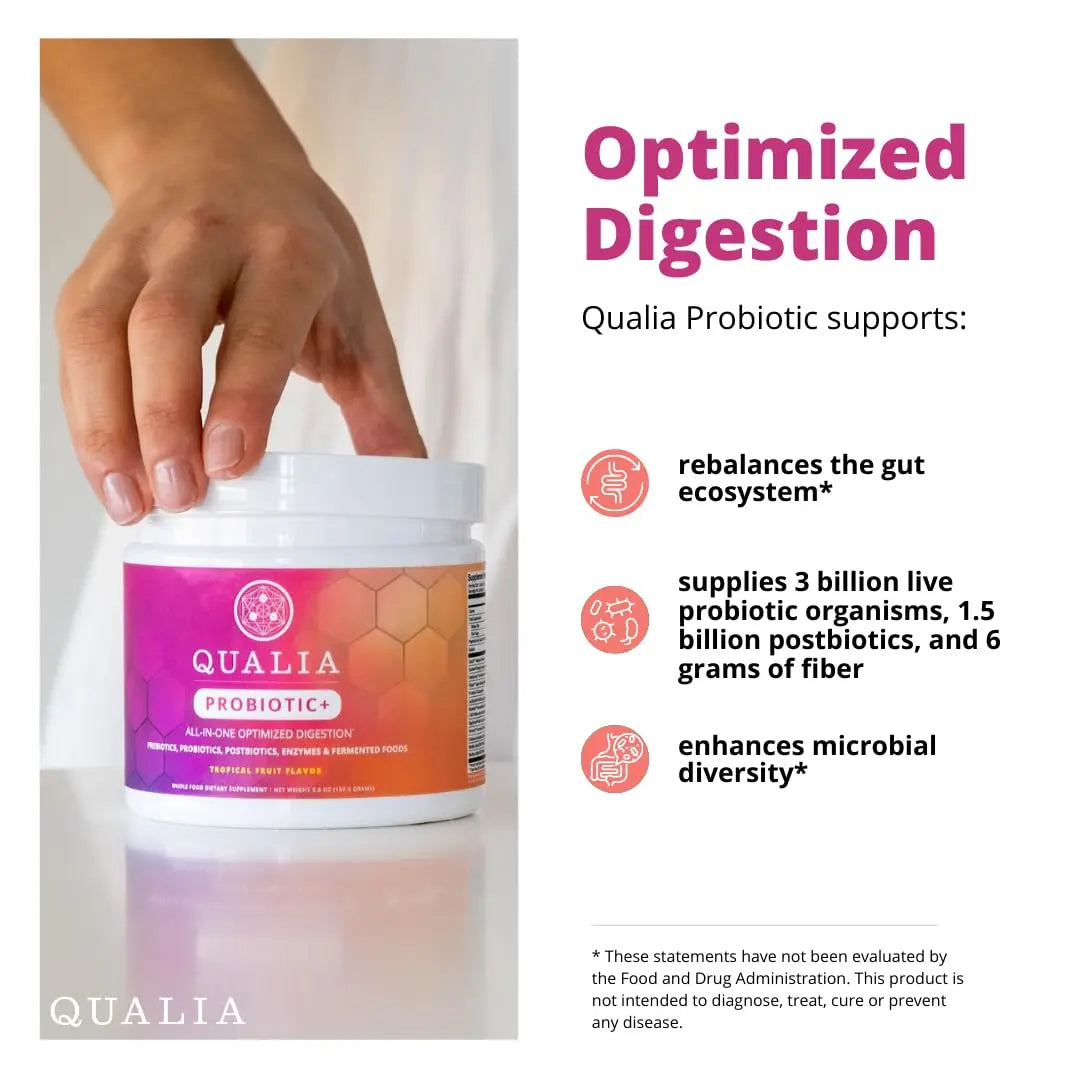 Qualia Probiotic - 28 Science-Backed Spore Probiotics, Prebiotics, and Postbiotics. Total Gut Support. Soothes Digestive discomfort. Ethically sourced. Promotes Akkermansia Growth. 1 Month Supply QUALIA LIFE SCIENCESBuy Supplements Australia