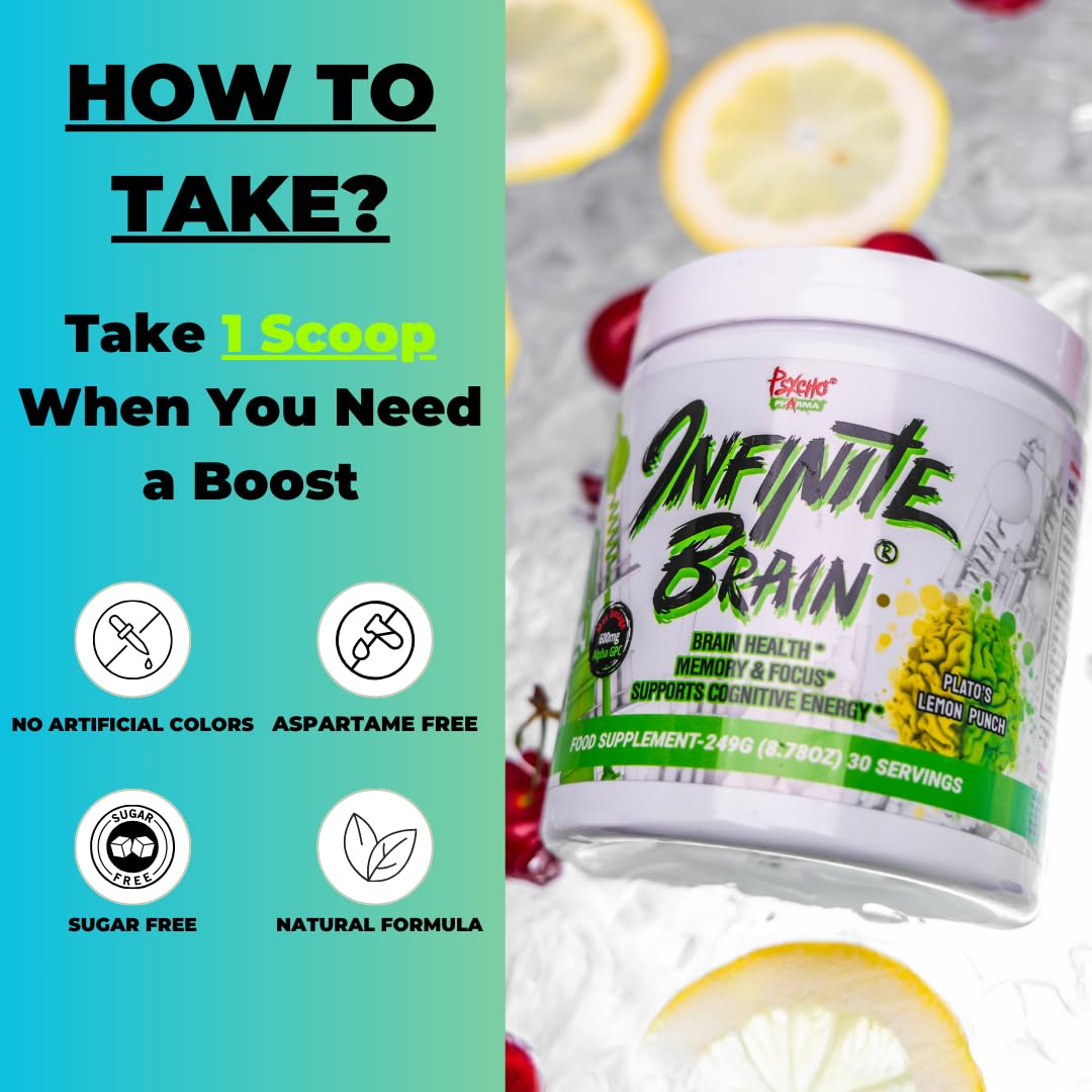Psycho Pharma. Infinite Brain Nootropic Game Changer. Compete Win (Plato's Lemon Punch, 30 Serving) Psycho PharmaBuy Supplements Australia