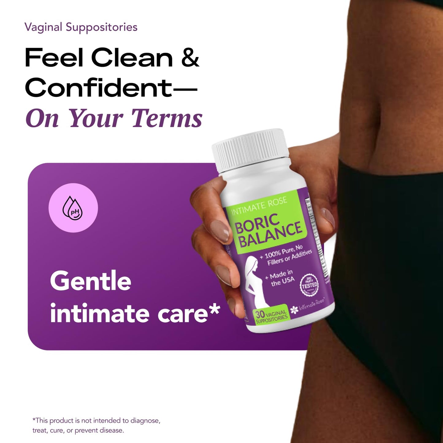 Intimate Rose Boric Acid Vaginal Suppositories, 30 Count for Feminine Deodorizing & Freshness - Vegan Capsules Intimate RoseBuy Supplements Australia