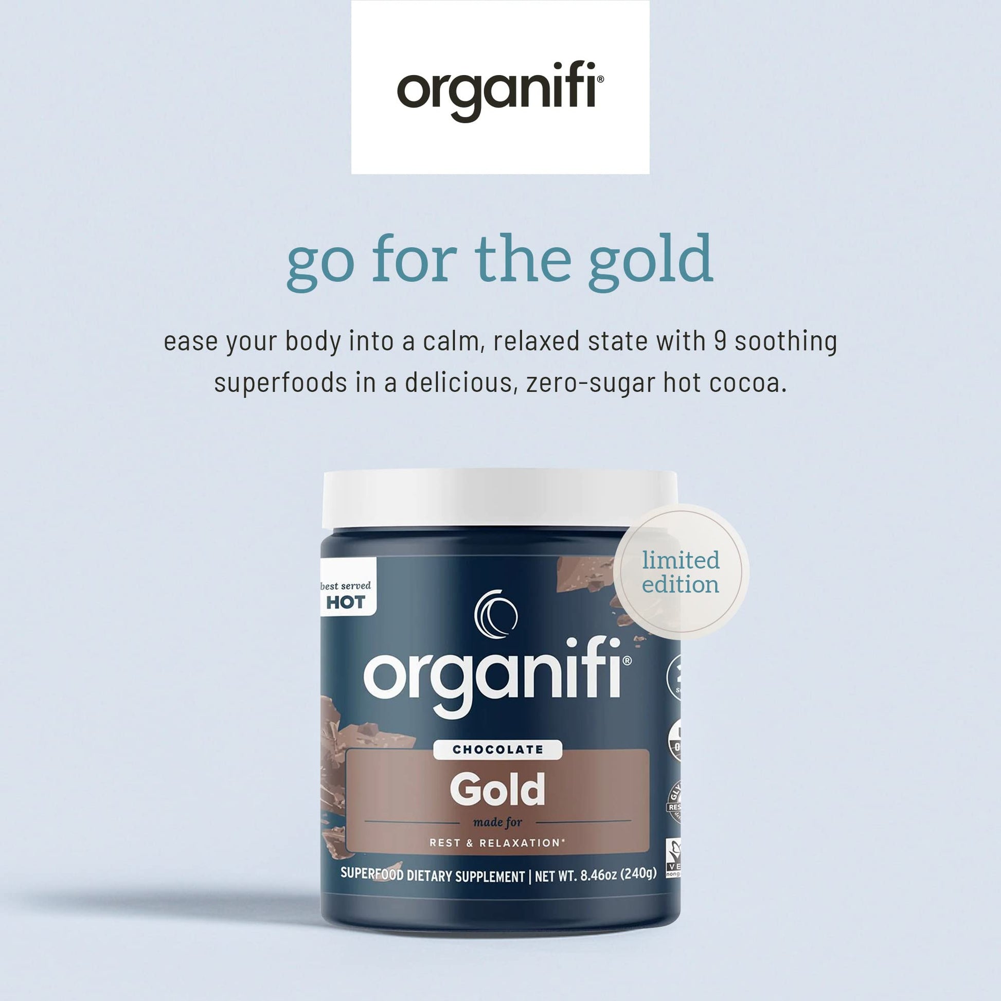 Organifi - Gold Chocolate - Superfood Supplement Powder - 20 Day Supply - Supports Rest OrganifiBuy Supplements Australia