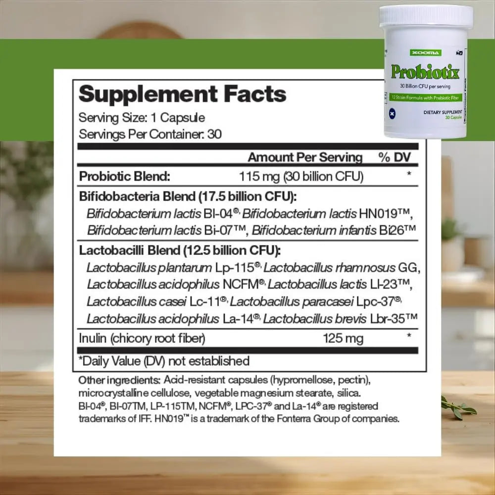 Probiotix – 12 Strain Probiotic + Prebiotic Fiber, 30 Billion CFU | Gut Health & Digestive Balance | Gas & Bloating Support | Immune System Reinforcement | Gluten, Soy & Dairy Free – 30 Capsules Xooma buy supplements Au