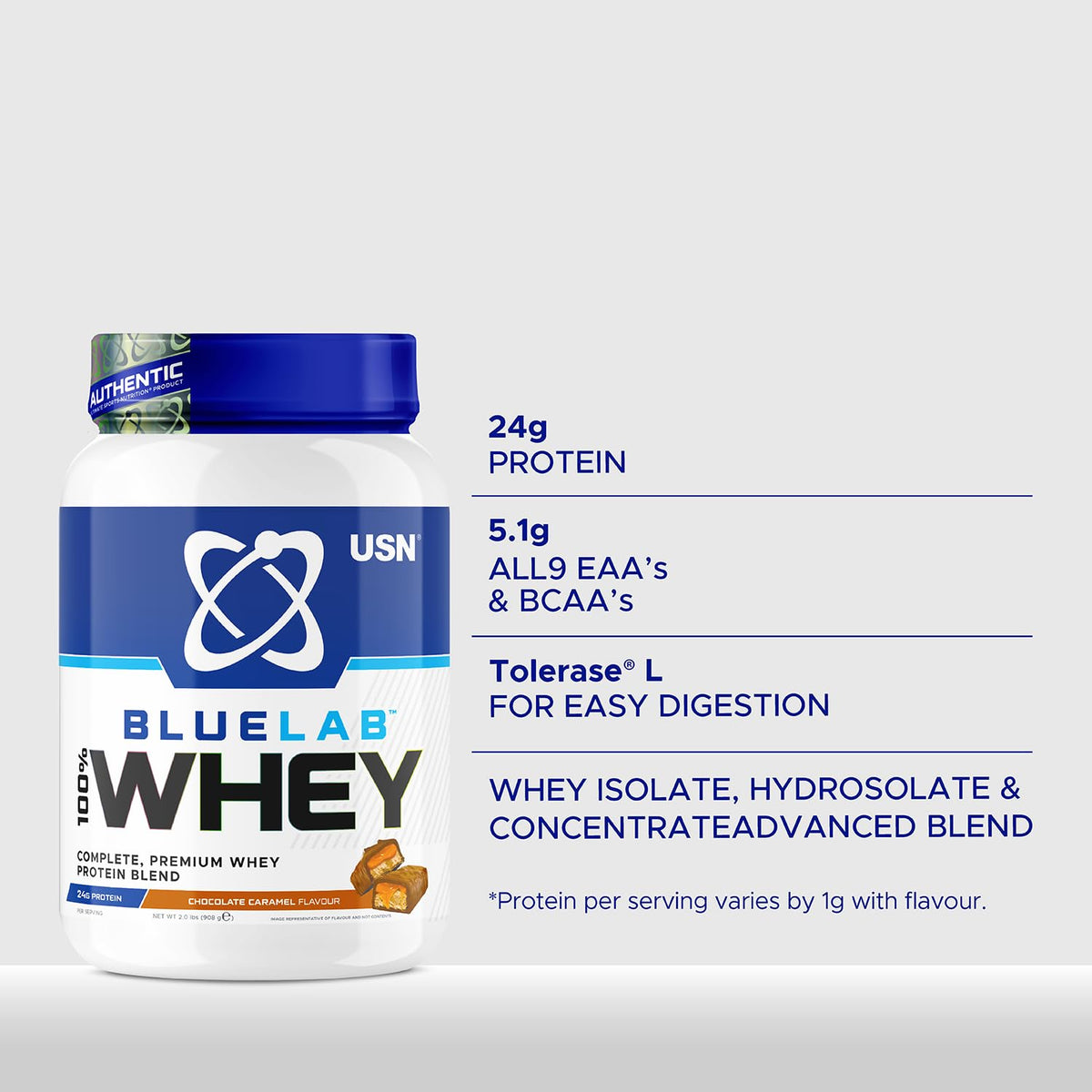 USN Blue Lab Whey Protein Powder: Chocolate Caramel - Whey Protein 908g USNBuy Supplements Australia