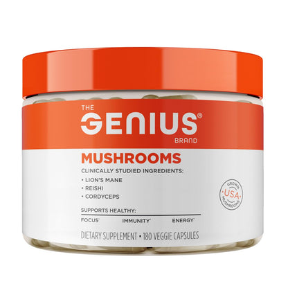 Genius Mushroom Supplement - Full-Spectrum Lion’s Mane, Cordyceps, Reishi -Daily Brain Nootropic for Energy, Focus, Memory & Overall Wellness - 180 Capsules – Organic for Mental Clarity & Performance The Genius BrandBuy Supplements Australia