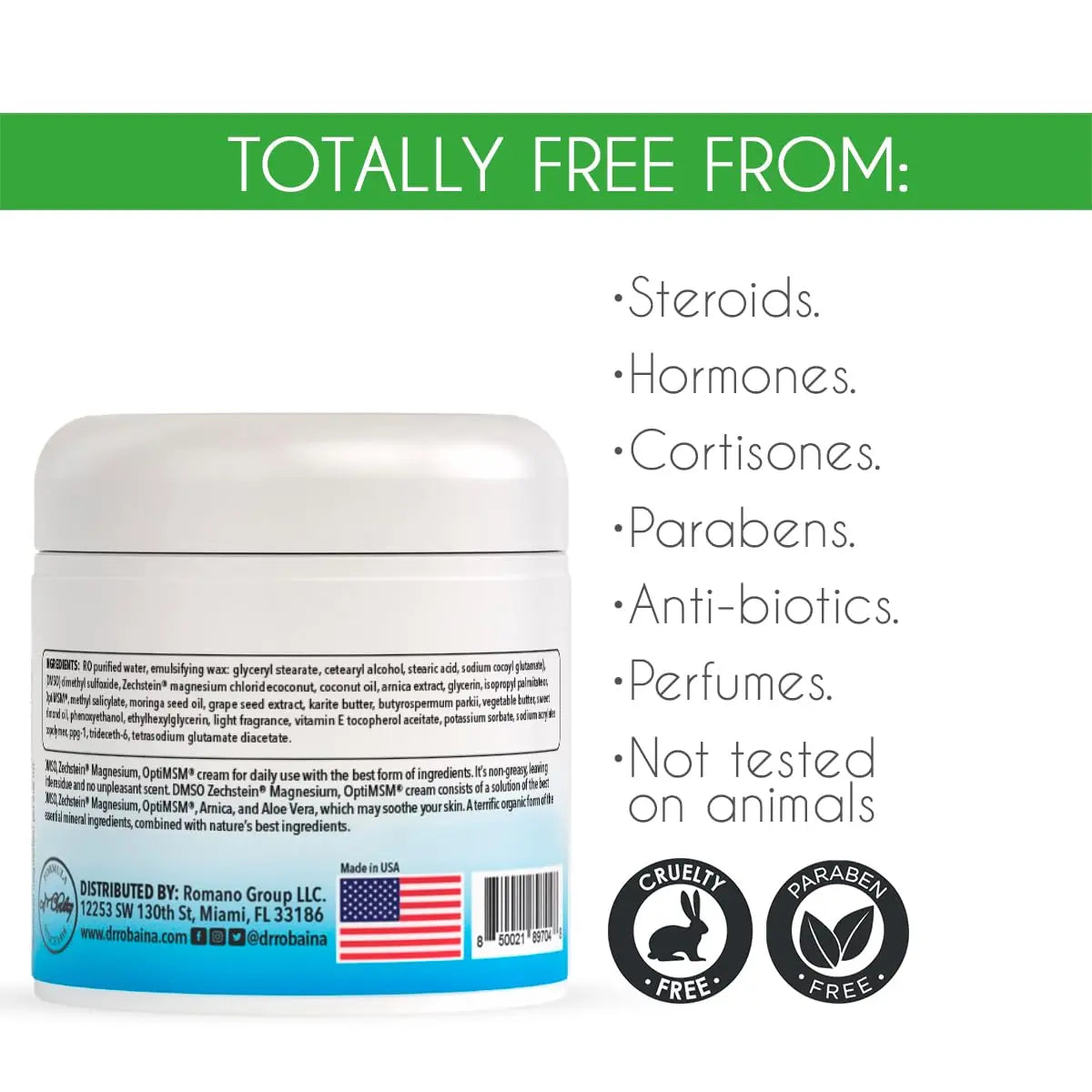 Dr. Robaina DMSO Cream - 99.9% Pure DMSO Pharmaceutical Grade | Formula with Zechstein Magnesium Dr. Robaina canada supplements